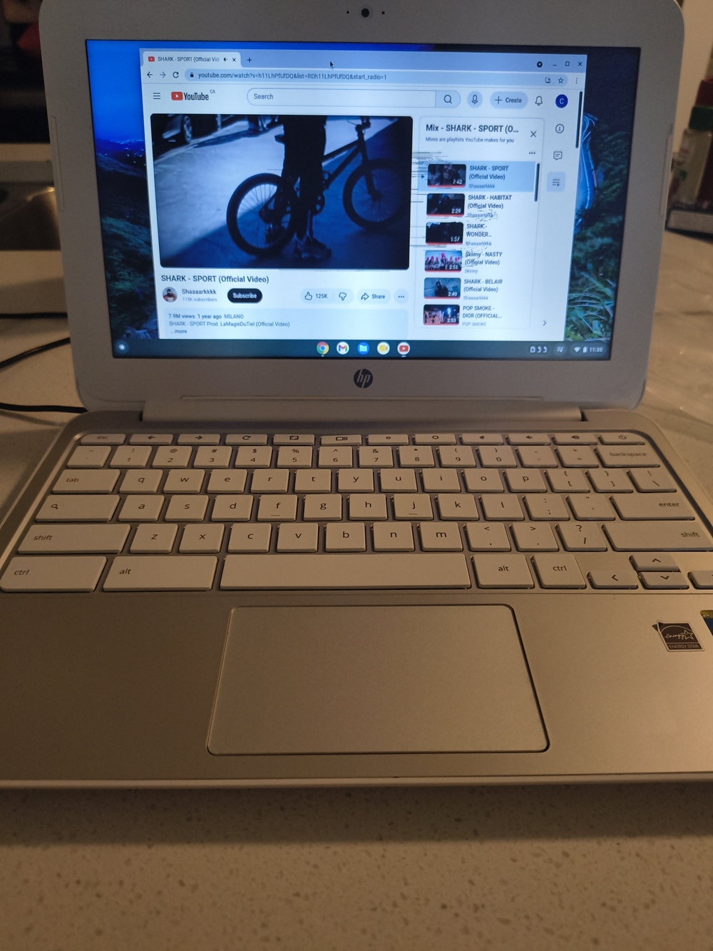 HP White and Silver Chromebook Laptop with Compact Keyboard